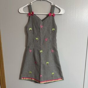 Bonnie Jean Black and White Gingham Dress with Palm Leaf Size 8